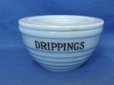 Drippings Jar with Lid by Jeannette Glass – In Delphite Blue – 4 3/4” in diameter – 2 3/4” tall