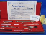 Vintage Original Richter set of Drafting Tools – In Case with Papers – Made in Germany