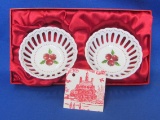 Pair of Small China Dishes by Colonial Williamsburg – Holly & Berry Design – 3 3/4” in diameter