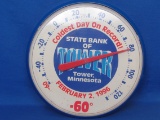 Plastic Thermometer “Coldest Day on Record February 2, 1996 -60” State Bank of Tower, MN