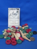 Old Wood Carom Pieces with Instruction Booklet for No. 85 Board – Not Complete
