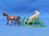 Small Cast Aluminum Horse & Buggy with 2 Riders – Buggy is 3 1/2” long – Slight paint loss
