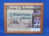 Framed Newspaper Clipping & MN Vikings Tickets – Metrodome Roof Collapse – 2010