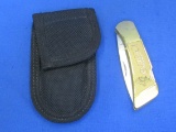 Gerber Folding Knife – Advertising “Josten's” w Ship Emblem – Black Case – 6 1/8” long open