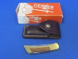 Gerber Folding Knife – Leather Sheath – Original? Box  – 6 1/8” long open