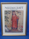 Framed & Matted Dec 1928 Needlecraft Magazine – Christmas Theme – Wood Frame is 15 1/2” x 12”
