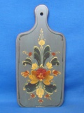 Rosemaling Hand Painted Wood Cutting Board – 12” long – Signed – Good condition