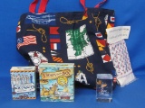 Nautical Tote Bag with Lighthouse Crystal – 3 Boats in a Box – Box O' Knots