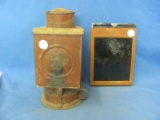 Kodak Darkroom Kerosene/Oil Lantern & Burke James Slide Plate – Lantern 8 1/4” T
