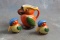 Vintage Porcelain Parrot Bird Pitcher Made in Germany with Salt & Pepper Shakers