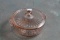 Pink Depression Glass Art Deco Covered Candy Bowl Measures 6.5