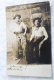 RPPC Old West 2 Cowboys with Pistols & Wooly Chaps Name Anton Reiff & Wills