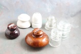 Lot of 7 Antique Insulators 4 Ceramic & 3 Glass Hemingray 3 1/2