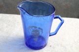 Vintage Cobalt Blue Shirley Temple Milk Cream Pitcher 4 1/2