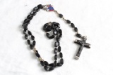 Vintage K of C Black Rosary Beads ITALY Knights of Columbus
