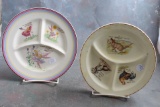 2 Antique Nursery Rhyme Child's Divided Dishes ROMA & AMBASSADOR
