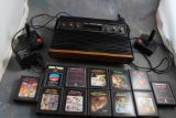 Vintage ATARI Model CX-2600 Game System w/joy sticks, adapter + 12 Games