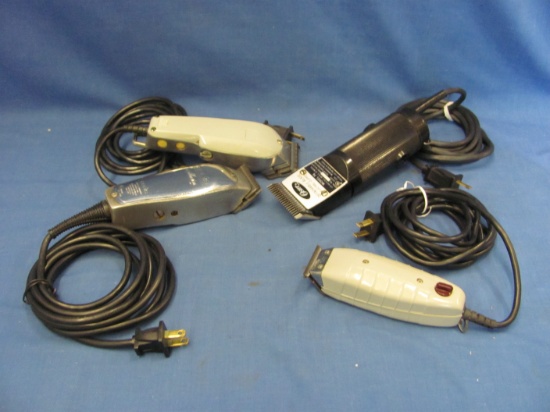 Electric Hair Clippers (4) – Andis (2) – Oyster & Wahl – All Work – As Shown