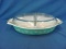 Pyrex Aqua With Snowflakes Covered Casserole Divided Dish – 1 ½ Quart