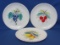 Set of 3 Beaded Edge Milk Glass Salad Plates by Westmoreland – Different Fruit Designs