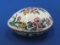 Enamel Egg Trinket Box – White with Floral Design – 3” long – Good condition