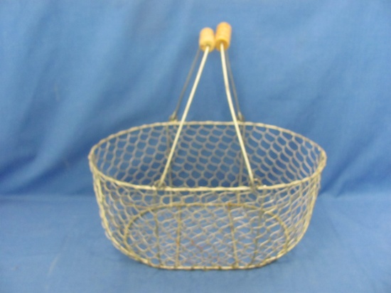 Oval Wire Basket With Wood Handles – 10” x 15 3/8” - 7” T – As Shown