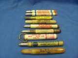 Bullet Pencils (8) & Tooth Pick Holder – Dairy – Jeweler – Railway – Livestock & Others
