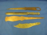 Brass & Copper Brass Letter Openers (2) – One Dated 1918 & Two With Advertisement