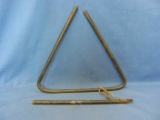 Vintage Western Style Metal Triangle Dinner Bell With Striker – 9 1/8” T – As Shown
