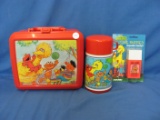 Sesame Street Plastic Lunch Box With Thermos & Big Bird Flashlight (Sealed)