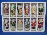 Set of 12 Ceramic Santas From Around the World – About 4 1/4” tall – In original box