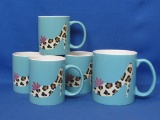 Set of 5 Coffee Cups – 4 Regular – 1 Jumbo – Baby Blue with High Heeled Shoes