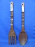 Wood Walling Hanging Fork & Spoon – Made in the Philippines – Tiki – Totem – 22” long