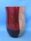 Heavy Ruby Red Glass Vase by Villeroy & Boch – Smooth & Etched Sides – 4 1/2” tall – Signed