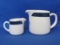 2 Creamers by Arabia of Finland – White with Cobalt Blue Band – 2 3/4” & 1 3/4” tall