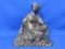 Spelter Metal Cast Figurine of Seated Woman – Clock Top? Pandora & her Box? 6 1/2” tall