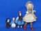 4 Vintage Dolls: Wood 1 is 7” tall – Frozen Charlotte Amish Girl – 1 made of fabric