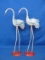 Pair of Metal Bird Stork Figurines – Shabby chic – Taller is 16 1/2” - Made in India
