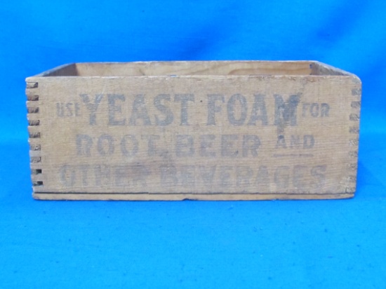 Wood Box “Use Yeast Foam for Root Beer & Other Beverages” - 8 1/2” x 5 1/4” - 3 1/4” tall