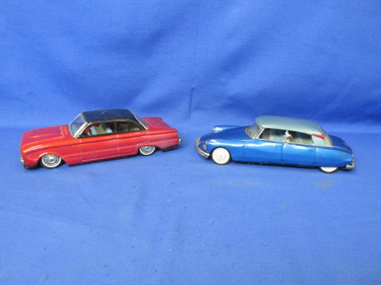 Vintage Lot Of 2 Bundai  Japanese Tin Toys (1) Ford Falcon & (1) Citroen DS19 -