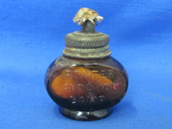 Mini Porter Alcohol Lamp – Amber Brown Glass – Has Wick – 2 1/4” tall