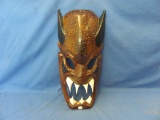 Wood Carved Mask – Pointed Ears With Big Fangs – 16 1/4” L – As Shown
