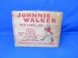 Vintage Red Label Johnnie Walker Wooden Case With Metal Handle -13 ½”L x 10 ¼”W x 10 ¾”H -