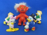 4 Disney Ducks – 1991 Kellogg's Fun Toys – Scrooge McDuck plus small Troll Doll