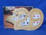Solid Wood 29 Cribbage Board with 9 Plastic Pegs – In Box – 9 1/2” wide