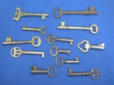 Mixed Lot of 12 Skeleton Keys – Longest is 3 1/4” - Condition varies, as shown