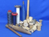 Lot of Wood Spools – Some with Thread – Various Sizes up to 9” - Great for Crafts – As shown