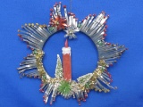 Vintage Christmas Wreath Made from Coffee Tin – 9 1/2” in diameter – Some light wear, as shown