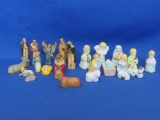 2 Miniature Nativity Sets – 1 in Ceramic & 1 in Plastic – Tallest Piece is 2 1/8” - Good condition
