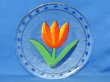 Kosta Boda Tulipa Plate/Platter - Hand painted by Ulrica Hydman-Vallien – Signed – Made in Sweden